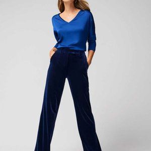 WHBM® Luna Wide Leg Velvet Trousers - Blue Velvet